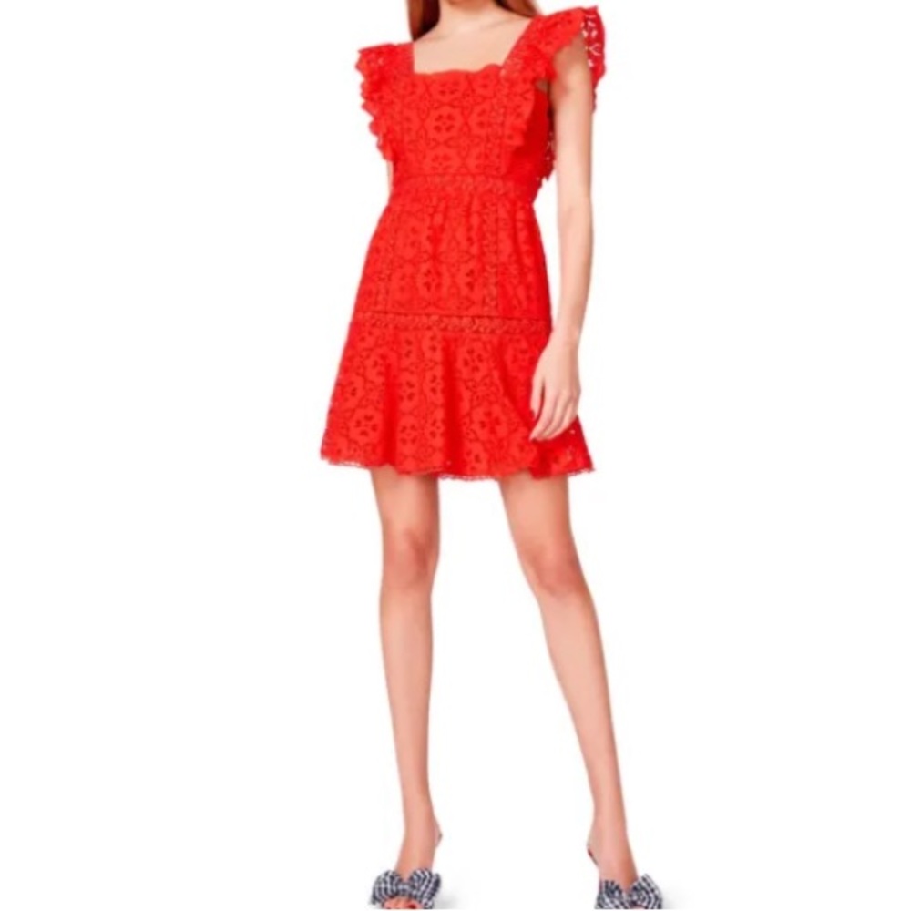 Betsy Johnson red crochet trim dress